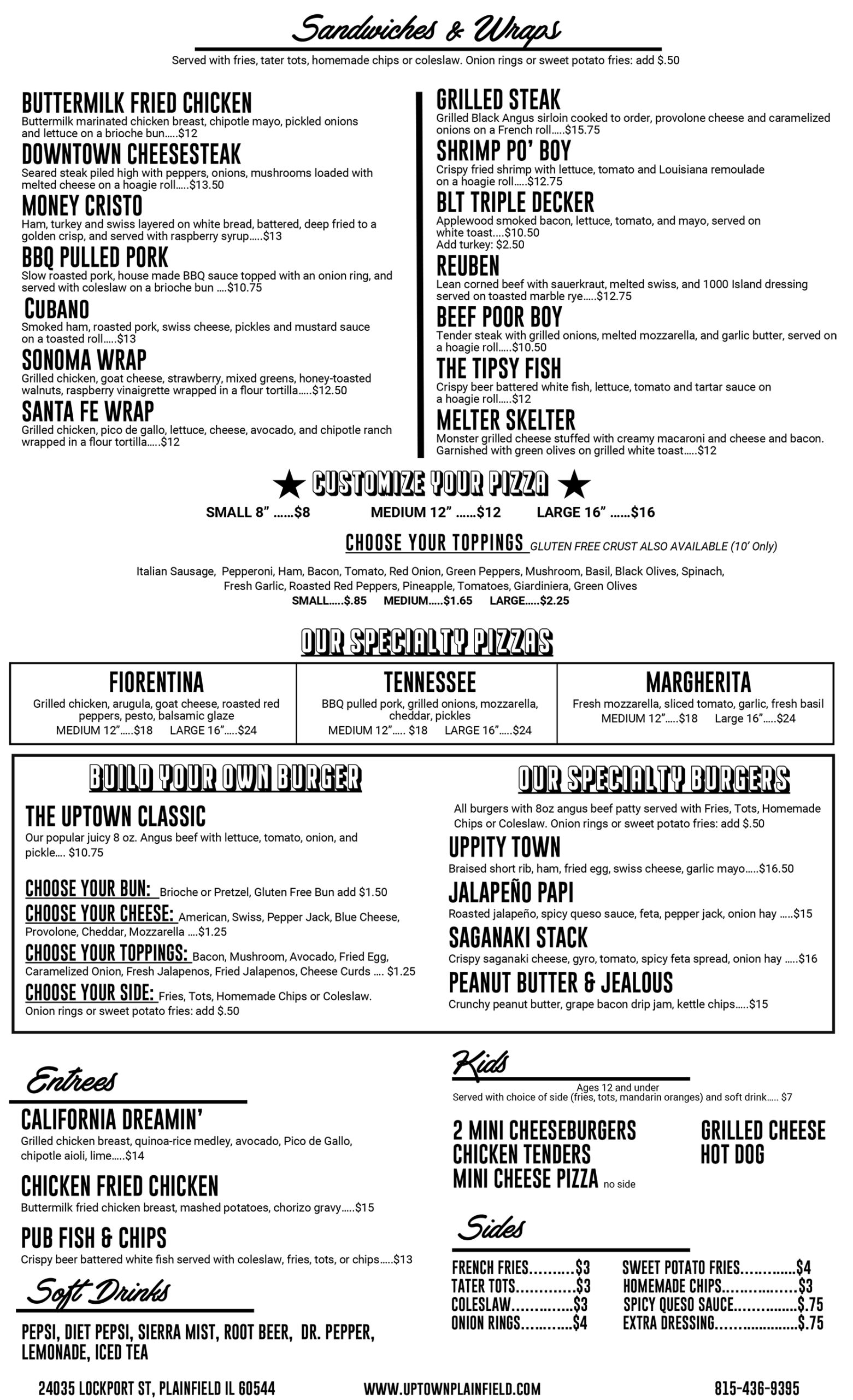 Uptown Food Menu – Uptown Plainfield